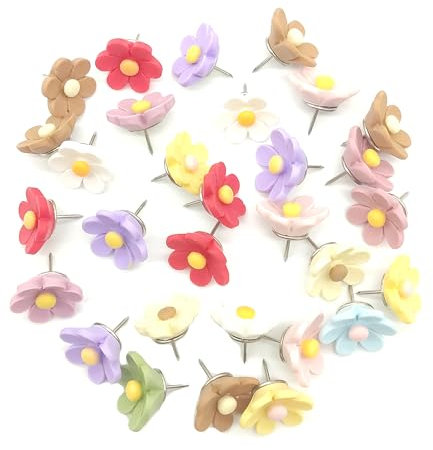 ZAHD 30 Stück Blumen Dekorative Reißzwecken Blumen Pinnnadeln Reißnägel Bunt Blumen Stecknadeln Blume Push Pins Dekorationen Blumen Reißnägel Bunt für Karte für Karte Korktafel Fotoanzeige Pinnwände