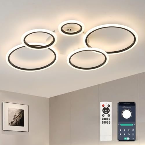 Tetipa LED Deckenleuchte Dimmbar, 50W Deckenlampe LED Wohnzimmerlampe mit Fernbedienung APP Farbwechsel, Moderne Wohnzimmerlampe Dimming Deckenbeleuchtung Schlafzimmerlampe
