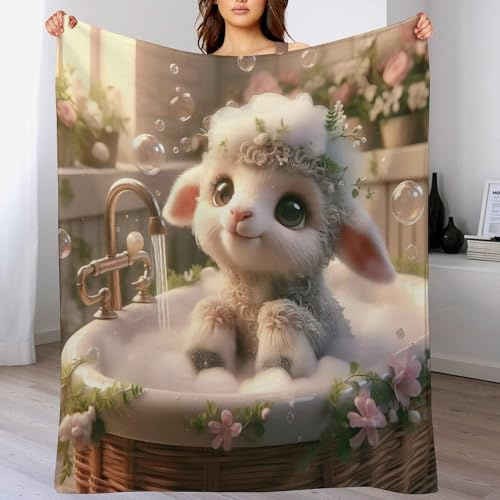 AAPZY Decke süßes Schaf Decke Tagesdecke - Weiche Flannel Decke Mit Muster Sofadecke - Baumwolldecke Wohndecke Sofaüberwurf Bettüberwurf （140×180cm）