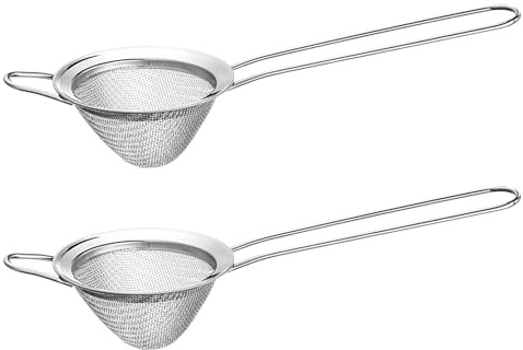 2 Psc Stainless Steel Tea Strainer,Cocktail Strainer,Small Stainless Steel Sieve Fine Mesh Tea Strainer,Tea Strainers & Filters,Tea Strainers for Loose Tea,Rice Strainer(Size:7.87x2.76inch)