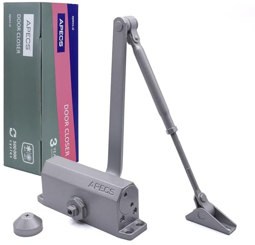 APECS Automático hidráulico Cierrapuertas interiores y puertas de ancho hasta 85 cm Peso hasta 45 kg Plata