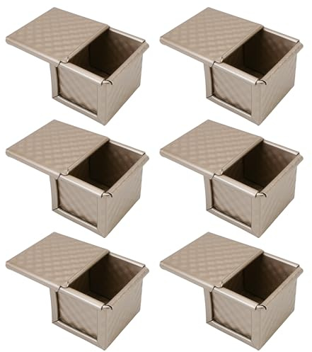 BuleVina Lot de 6 moules à pain avec couvercle antiadhésif, mini cube d'eau