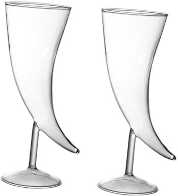 VINTORKY 2 Pcs Horn-Shaped Glass Wine Goblets Creative Cocktail Glass for Restaurants and Hotels Decorative Practical Non-Slip Elegant Standing Cup Design