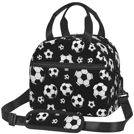 Gelasgo Football Insulated Lunch Bag, Reusable Portable Thermal Leak-Proof Waterproof Lunch Tote for Kids/Adults,Detachable Strap, Spacious Compartment for School, Office & Picnics (9x5x7.8in)