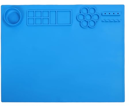 Nurnesy Waschbare Silikon Kinderkunst Matte - Weiches, Multifunktionelles Malebad mit Palette für Zuhause & Reisespaß (Blau)