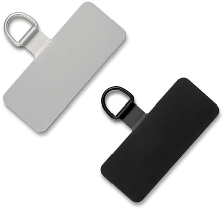 CHUQING Mobiltelefonkedja universaldynor 2 stycken mobiltelefon snodd lapp mobiltelefonband universell telefon snodd pads telefon patch, svart silver, M