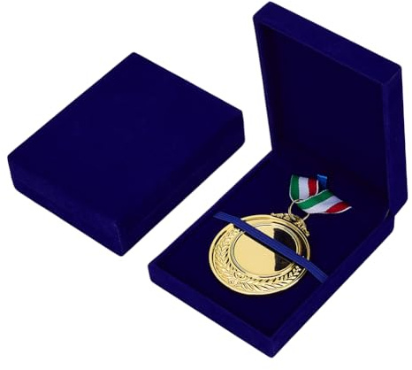 FINGERINSPIRE - Caja de almacenamiento para expositor de medallas, color azul y noche, caja de terciopelo para medallas de corredores deportivos