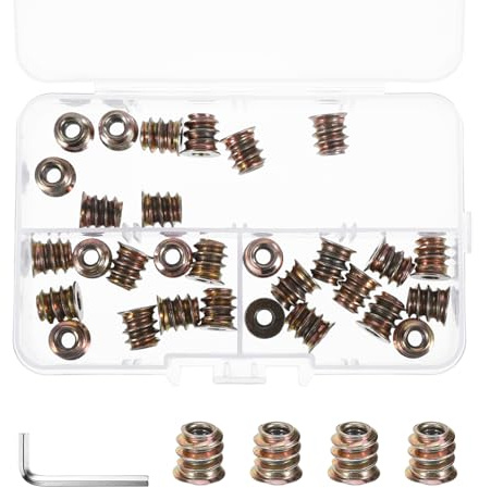 30 dadi di avvitamento M4 con chiave esagonale, manicotto filettato M4 x 10 mm, inserto esagonale zincato, dado di avvitamento in legno, manicotti filettati, manicotti a vite per mobili in legno