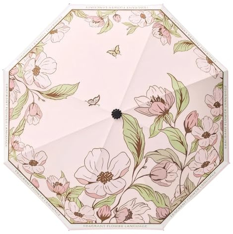 Meichoon Paraguas UPF50 Protección UV Portátil Ligero Impermeable Doble Capa Parasol Diseño Mejorado a Prueba de Viento Flor Clásica Retro Estilo Vintage para Mujeres Viajes y Uso Diario