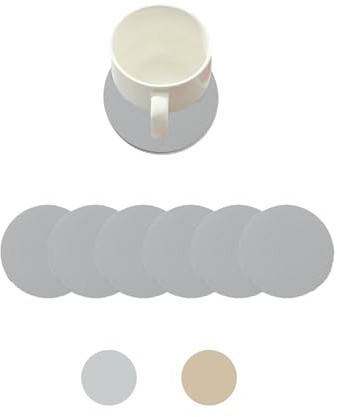 6pcs Einfache und Praktische Doppelseitige Rutschfeste Untersetzer, Glasuntersetzer, Getränkeuntersetzer mit Lederstruktur-Design (Grau, Beige)