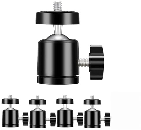 txuzong 5 Piezas Rótula de Trípode 360° - Soporte Giratorio de Metal para Cámara, GoPro - Rosca Universal 1/4, Mini Cabezal, Compatible con Trípodes y Cámaras Deportivas