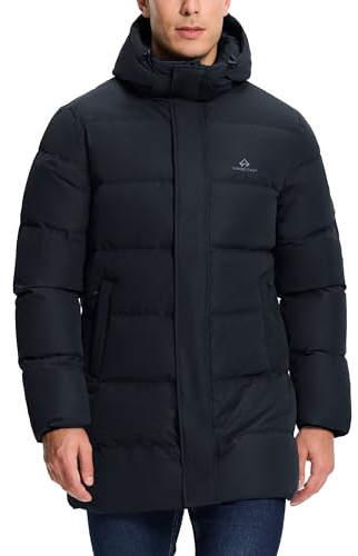 Pioneer Camp, Giacca da uomo in piuma lunga calda, antivento e impermeabile, giacca da mezza stagione, foderata, giacca invernale con tasche, parka con cappuccio, giacca puffer da esterno con 224g di