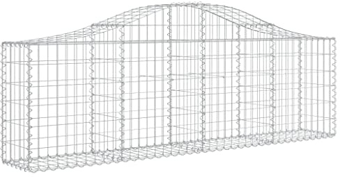 Festnight Gabbioni Metallici, Gabbioni Metallici per Pietre, Gabbione per Sassi, Gabbione in Rete Metallica, 4 pz 200x30x60/80 cm Ferro Zincato