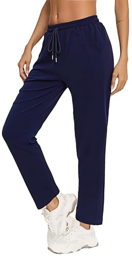 Aseniza Joggers for Women Casual Sweatpants Ladies Tracksuit Bottoms Gym Sweat Pants Jogging Lounge Trousers with Pockets Navy M
