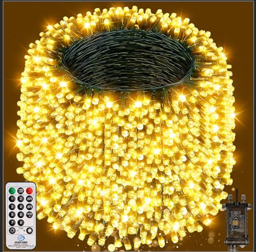 Fairy Lights Plug in, 90M 800LED Outdoor String Light Mains Powered, Waterproof Warm White Garden Light Green Wire with Remote/8 Modes/Timer, Ideal for Indoor Outdoor Party, Garden, Wedding Xmas Decor