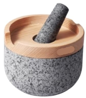SAGELSHN Mortier Pilon Ergonomique Mortier en Pierre De Cuisine, Pilon À Ail, Broyeur À Épices Et À Ail Durable Pilon Cuisine