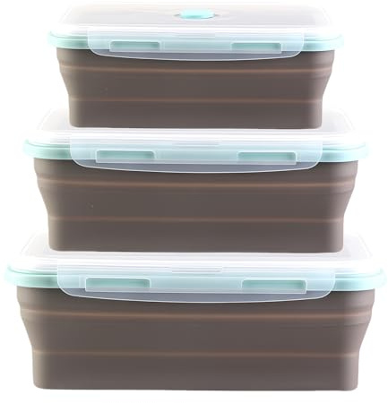 GOEDCH 3 Stück Faltbar Gefrierbehälter im Set aus Silikon: Mikrowellenschüssel im Set, Auslaufsicher Frischhaltedosen mit Deckel für Kinder, Schule, Arbeit & Meal Prep (350ml+500ml+800ml)