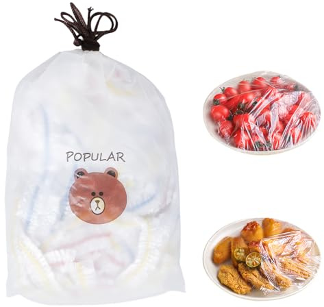 Bliceon 100 Pcs Food Covers Plastic Stretch, Colorful Elastic Plastic Bowl Lids with Drawstring Bag, Kitchen Supplies for Food Storage, Fruits, Vegetables, Meat and More, Universal Bowl Covers