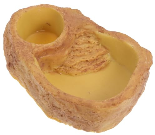 HOMSFOU Porta Alimentos para Reptiles de Resina Naranja Diseño de Roca Realista, Comedero Seguro y Antidesbordamiento Adecuado para Alimentación de Lagartos y Tortugas