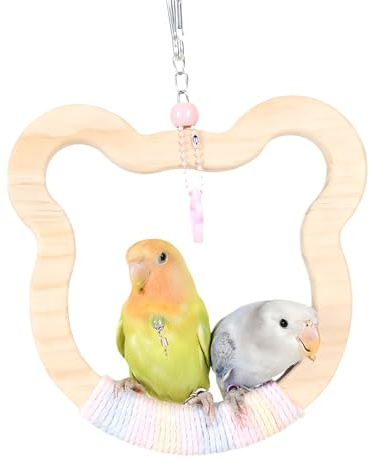 Papegoja bur gunga – björnform nymfkakadua leksaker | bomullsrep stående abborre med hängande design, fågellektillbehör för ara Conure undules grå papegoja flyg