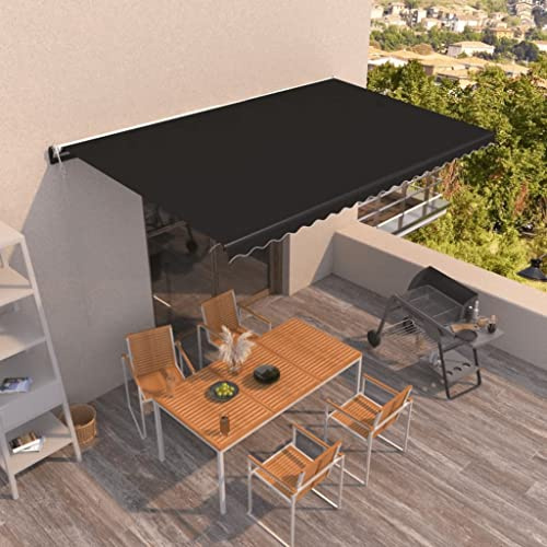Brokky Toldo Motorizado 5 x 3.5 m con Mando a Distancia Toldo de Exterior Terraza Enrollable con Manivela Marco de Aluminio para Terraza, Jardín-Antracita-500 x 350 cm