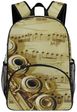 FekiLoot Flûte Music Sac à dos imperméable en tissu Oxford de grande capacité avec bretelles rembourrées réglables Sac à dos polyvalent pour les trajets quotidiens et les activités de plein air