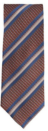 Silk Ties Krawatte Klassisch Seide Braun Blau Grau Gestreift Seidenkrawatte 8,5 cm