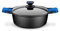 Monix Solid Cacerola Alta, Tapa de Cristal y Asas de Silicona, 8 litros, Aluminio Fundido, Negro y Azul