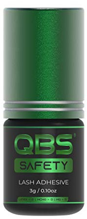 QBS® SAFETY Lash Glue for Eyelash Extensions | Professional Individual Eyelash Glue | Hypoallergenic Super Adhesive for Sensitive Eyes | Strong Bonding Lasts Up to 2 Weeks - Black (3g)
