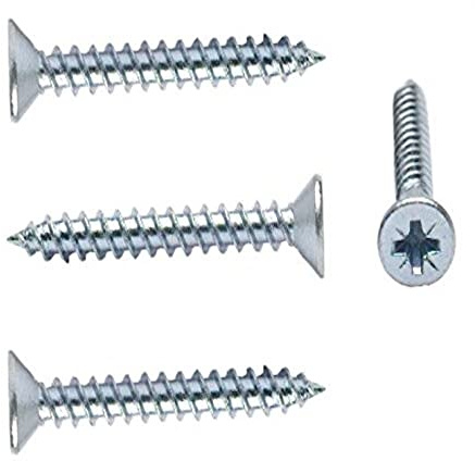 Merriway BH04877, 50 Stück Pozi Doppelgewinde CSK Schraube BZP (4,0 x 25), Hell verzinkt, 8 x 1 (4.0 x 25)