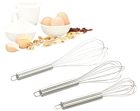 6er Set Schneebesen, Edelstahl Handschneebesen, professionelle Ballonschneebesen, Rührbesen in 8 Zoll, 10 Zoll, 12 Zoll
