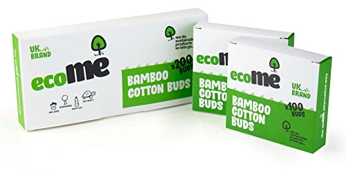 FAT PANDA Ohrstöpsel aus Bambus-Baumwolle, Q-Tip Bambusstämme & Makeup Wattestäbchen, 100% biologisch abbaubar, kein Plastik