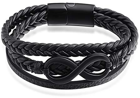 Feilok Geflochtene Leder Freundschaft Partner Armband Armbänder für Männer Damen Handgemacht Unendlichkeit Layered Magnetverschluss aus Edelstahl