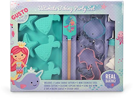 Childrens Ultimate Mermaid Baking Party Set w/Mermaid Cupcake Moulds. Great Childrens Baking, Mermaid Gift Idea. Mermaid Baking for Girls