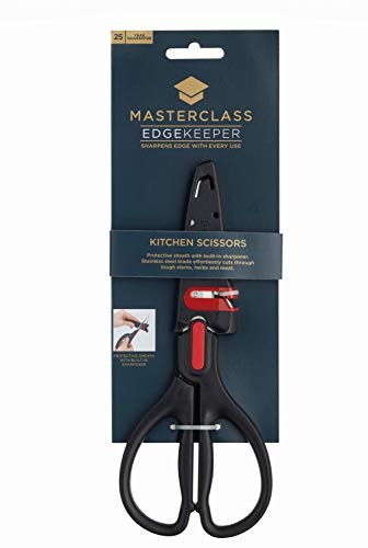 MasterClass EdgeKeeper Tijeras de cocina con funda afiladora, acero inoxidable, 22cm (8.5), envasadas en almeja