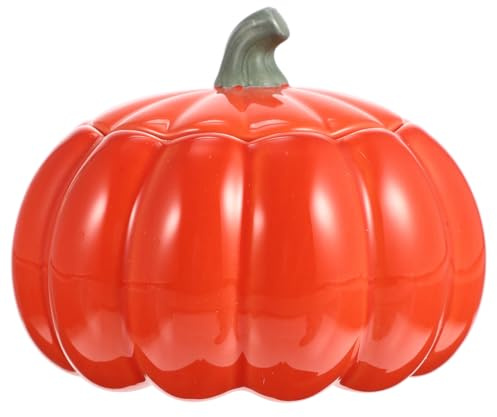 YARNOW Halloween Pumpkin Jar for Dry Food, Tea, Coffee, Sugar and Candy, Ceramic, 13 x 11 cm, Ideal for Home Decor and Gifting