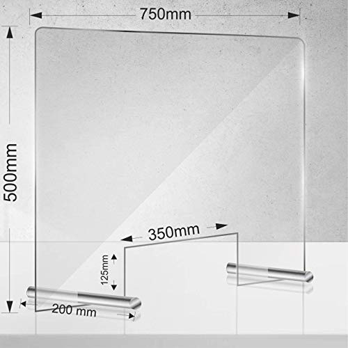 Manschin-Laserdesign Spuckschutz aus Acrylglas Schutzwand Hustenschutz Niesschutz Thekenaufsteller 750x500mm (750x500mm Querformat)