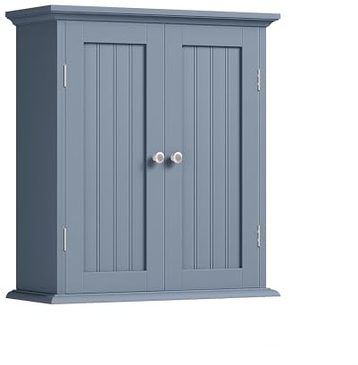 ChooChoo Bathroom Wall Cabinet, Over The Toilet Space Saver Storage Cabinet, Medicine Cabinet with 2 Door and Adjustable Shelves, Cupboard, Grey