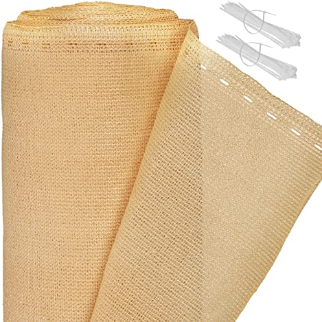 Relaxdays Staketpanel, 1,8 x 20 m, insynsskydd trädgård och balkong, UV-stabiliserad, vädertålig, HDPE-tyg, beige