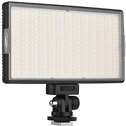 Andoer Lámpara de vídeo LED, panel de luz LED 3200-5600 K, luz de vídeo regulable con orificio de tornillo de 1/4 pulgadas, cabezal de bola para fotografía, estudio fotográfico, transmisión en vivo,
