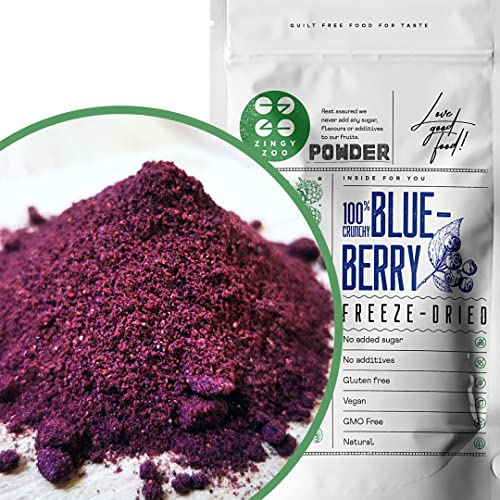 Arandanos Deshidratados Sin Azucar | XL 300g Nature Wild Berry | Arandano En Polvo Wild Blueberry Powder | Arándano Negro | Freeze Dried Fruit 100% Fruta en Polvo Comida Liofilizada | ZingyZoo