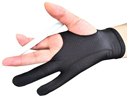 Raxove Guanto, Guanto Traspirante a Due Dita, Guanto da Tavolo da Disegno Elastico Liscio, Due Dita per Penna, Matita, Schizzi, Pittura, Mano Destra o Mano Sinistra