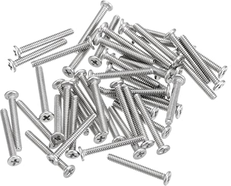 sourcing map M1.6-0.35 X 12 mm 50pcs Plat Rond Diriger Vis 304 Inoxydable Acier Phillips Conduire Machine Vis Matériel Attache pour Meubles Connexion