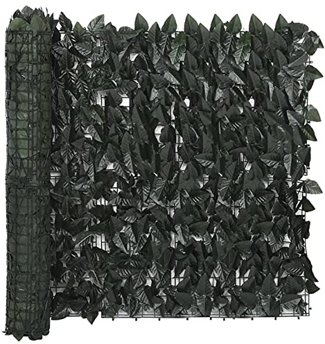 ZEYUAN Balkon-Sichtschutz, Balkonsichtschutz, Windschutz Balkon, Windschutz Terrasse, Balkonverkleidung, Sichtschutz Garten, mit Dunkelgrünen Blättern 400x75 cm
