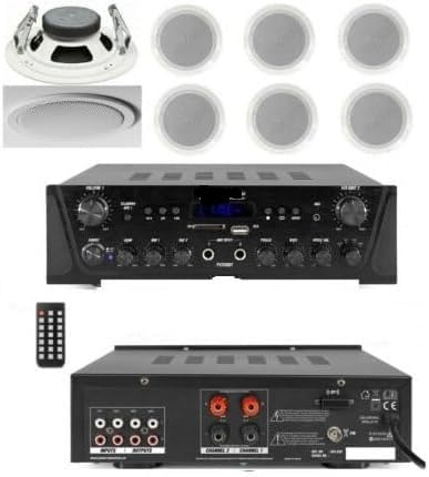 IMPIANTO AUDIO FILODIFFUSIONE BLUETOOTH TELECOMANDO CASSE TONDE DA CONTROSOFFITTO 13 (4 CASSE 13 CM)
