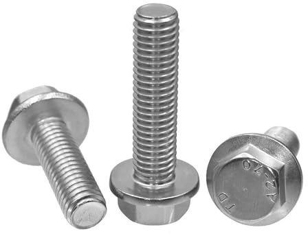 M5 (5mm x 20mm) Flanged Hex Bolt (Fully Threaded Setscrew) - Stainless Steel A2 (Pack of 10) Set Screw Non Serrated DIN6921 Anti Corrosion by MultiScrew