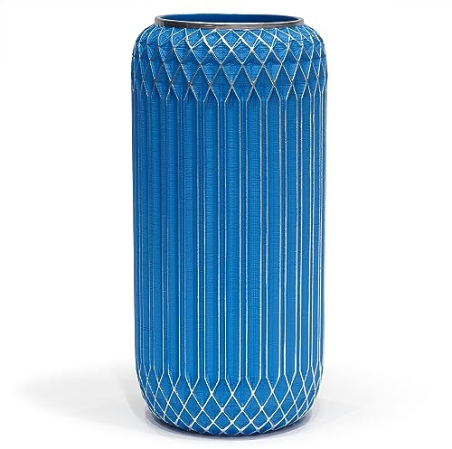 Suanti Grand vase bleu moderne, formes uniques, 28 cm, géométrique, imperméable, fleurs séchées, décoration de table, bureau, salon, chambre, cuisine, fête des mères, Thanksgiving, résine, oblong