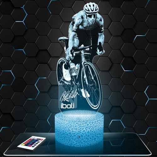 Lampephoto.fr - V. Nibali Radsport 3D Lampe, Touch Nachtlicht, Deko Fahrrad Radfahrer, Geschenkidee Mann objekt V. Nibali Radsport Nachtlicht Erwachsene deko Zimmer, 3D Led Illusion