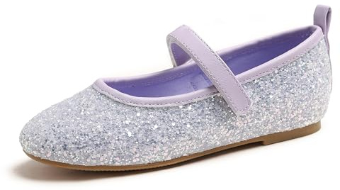 Feversole Girls Glitter Cute Dress, Mädchen süßes Kleid Mary Jane Schuhe weiche Party Urlaub Ballerinas