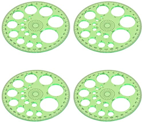 XYWHPGV 4 pezzi goniometro circolare in plastica 115 mm dia. Modello di righello a 360 gradi (verde/blu/rosso/giallo, colore spedito a caso)(be762 7a728 b99cd 5b84d 2634c 29d15